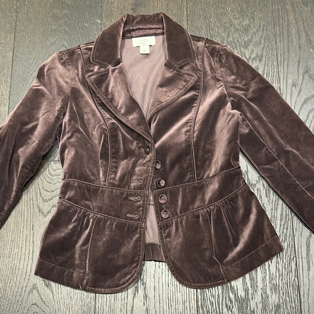 LOFT Brown Velvet Blazer Tailored Fit